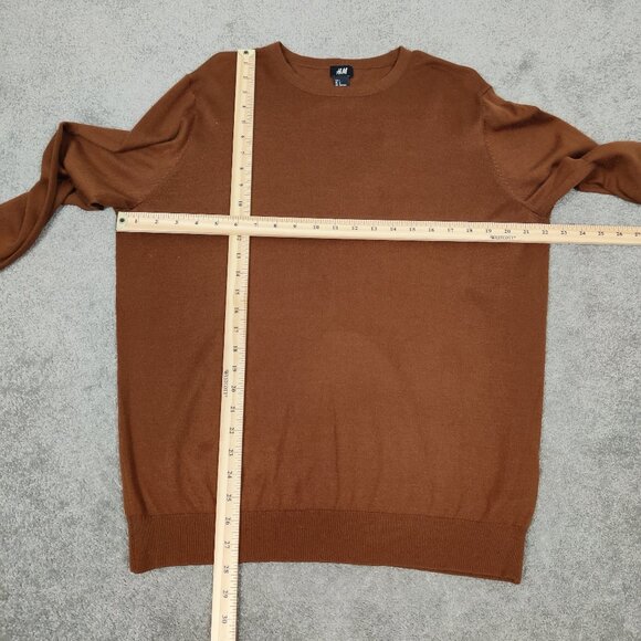 H&M Men's Sweater Size L Camel Brown Color Wool Blend Crew Neck Business Casual - Picture 5 of 7